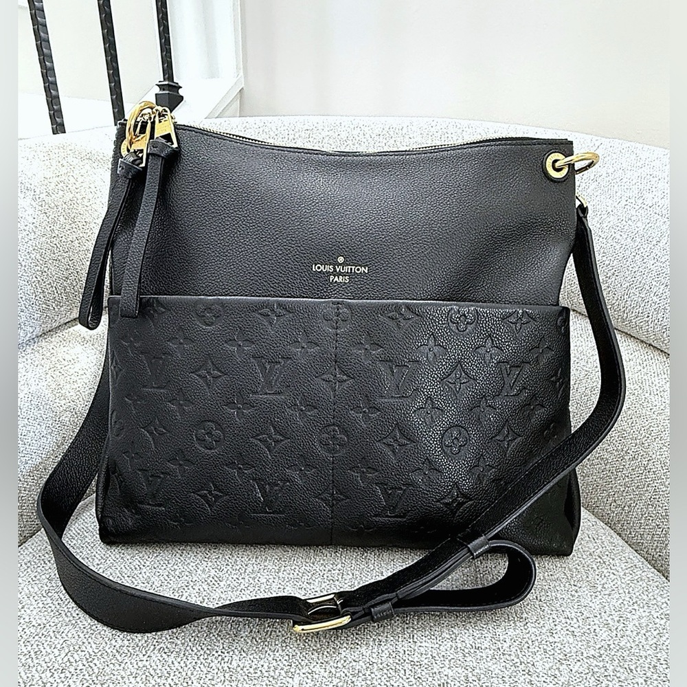 Louis Vuitton Black Embossed Monogram Leather Crossbody Bag